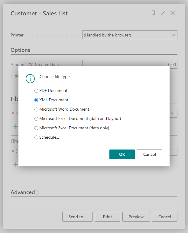 Business Central 2022 Wave 1 Users can Export Report Datasets to XML
