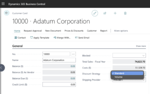 Customer Card showing enum strategy