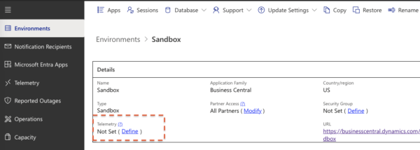 Admin Center Telemetry Setup