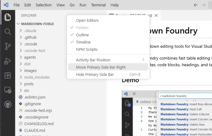 VS Code Move Side Bars